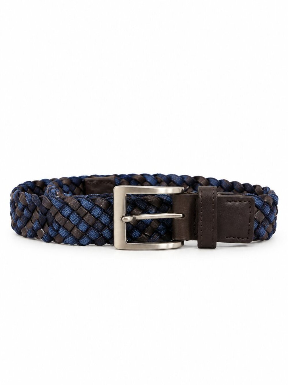W. Kleinberg Men's Navy & Brown Braided Woven Belt Size 40